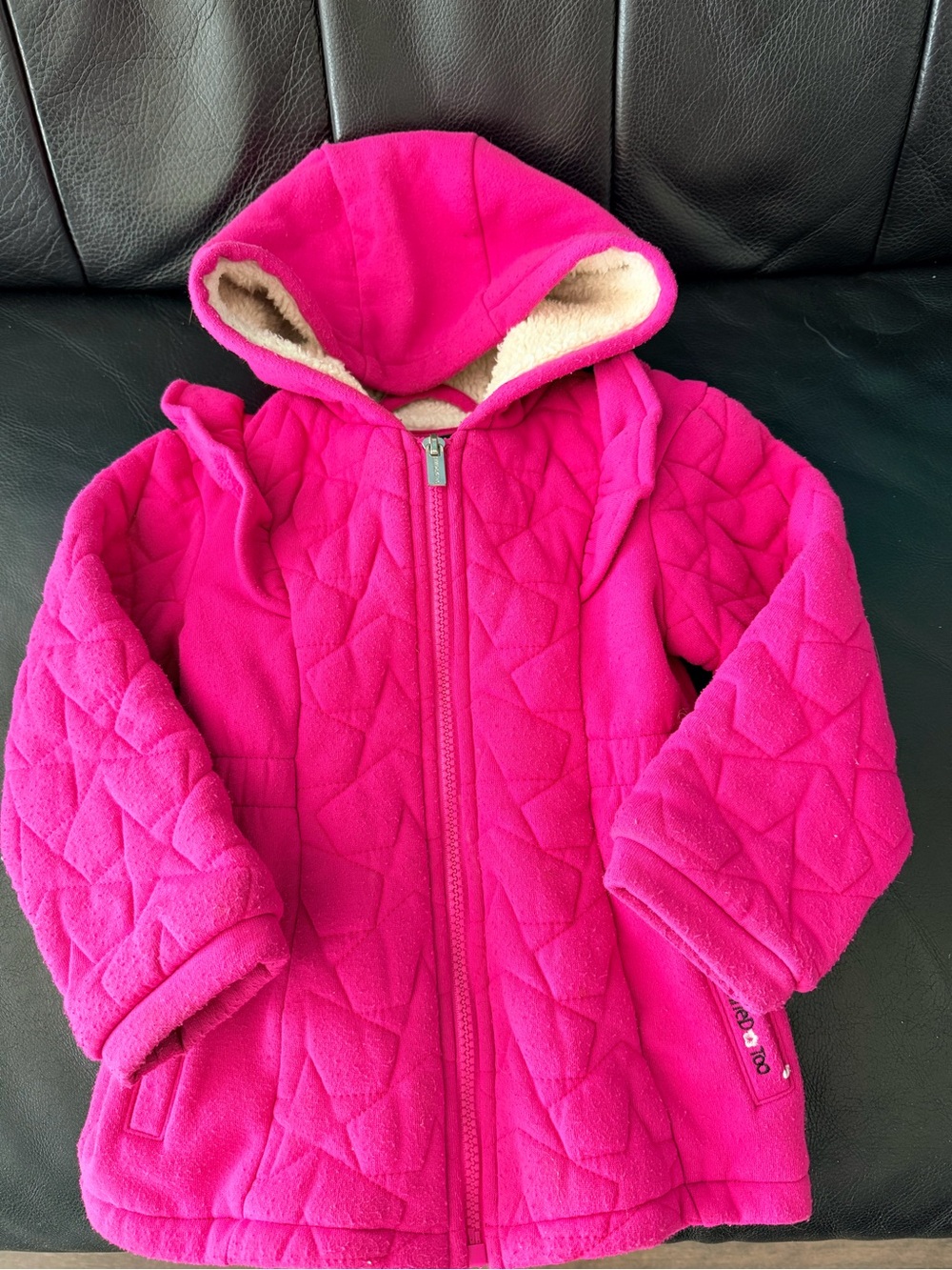 Bright Pink Quilted Hooded Jacket